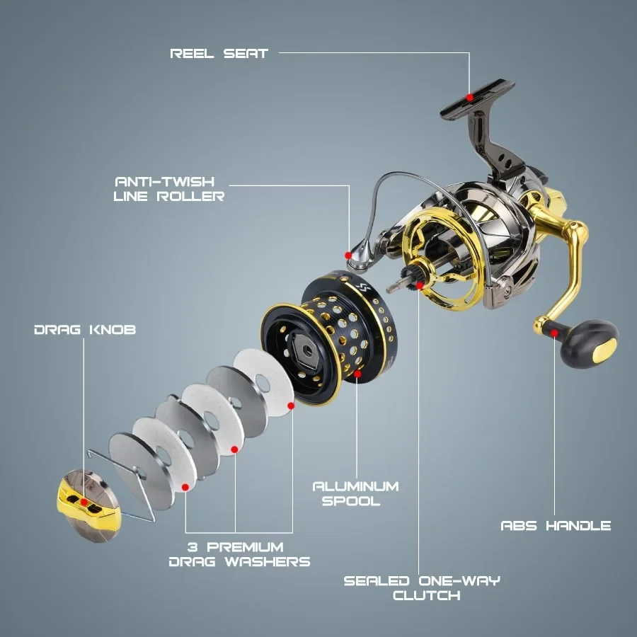بكرات دوارة من سلسلة 10000 بكرات صيد ركوب الأمواج فائقة النعومة وقوية مع بكرة ألومنيوم باستخدام الحاسب الآلي للمياه المالحة في الخارج #4