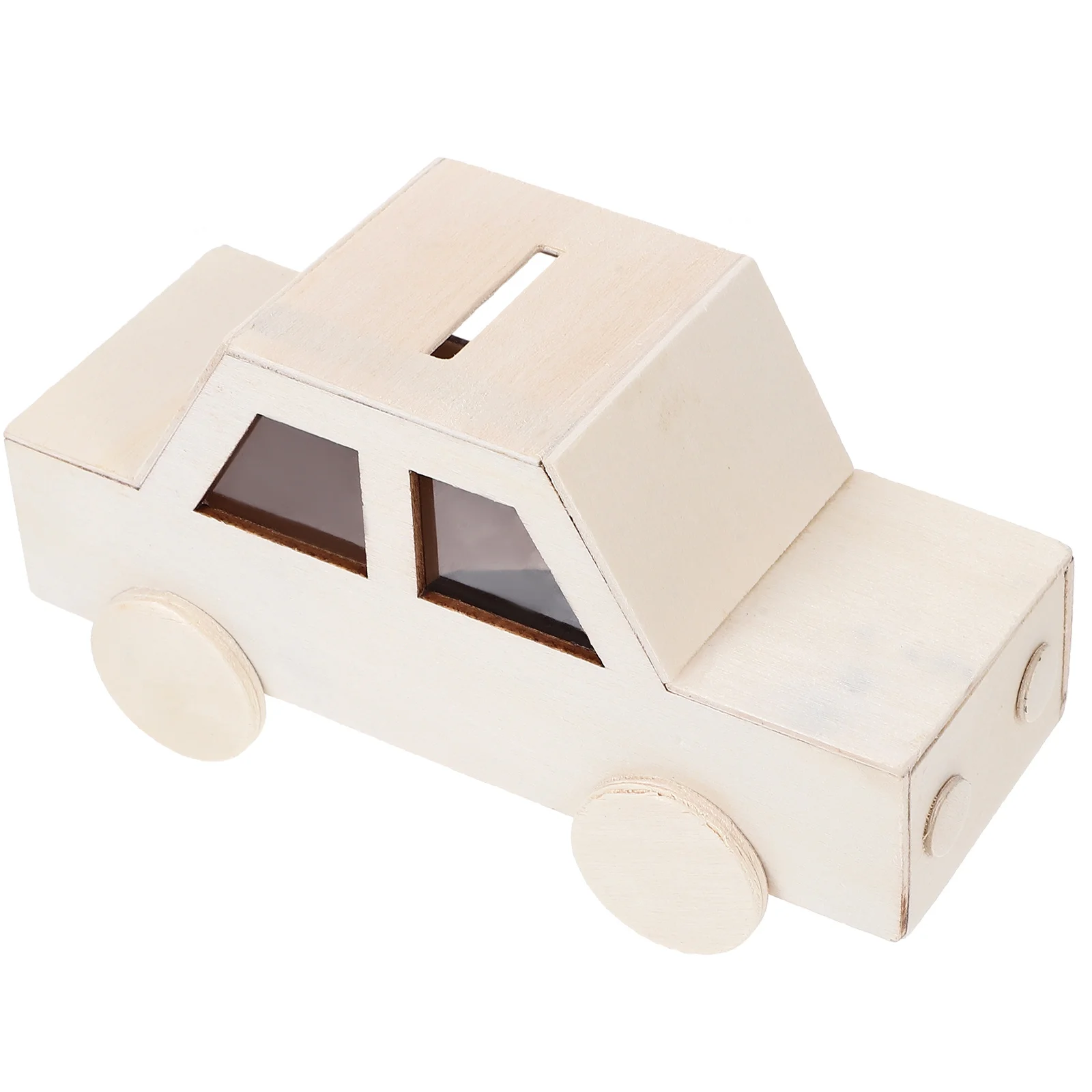 Boîte à monnaie en bois artisanale pour voiture, tirelire non peinte pour enfants, conteneur d'économie d'argent amusant, activité artisanale, article de décoration pour la maison