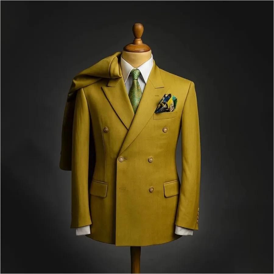 

Роскошные мужские костюмы, комплект из 2-х предметов, куртка, брюки, двубортный, с остроконечными лацканами, повседневные деловые мужские комплекты для банкета, свадьбы, выпускного вечера, мужские комплекты на заказ