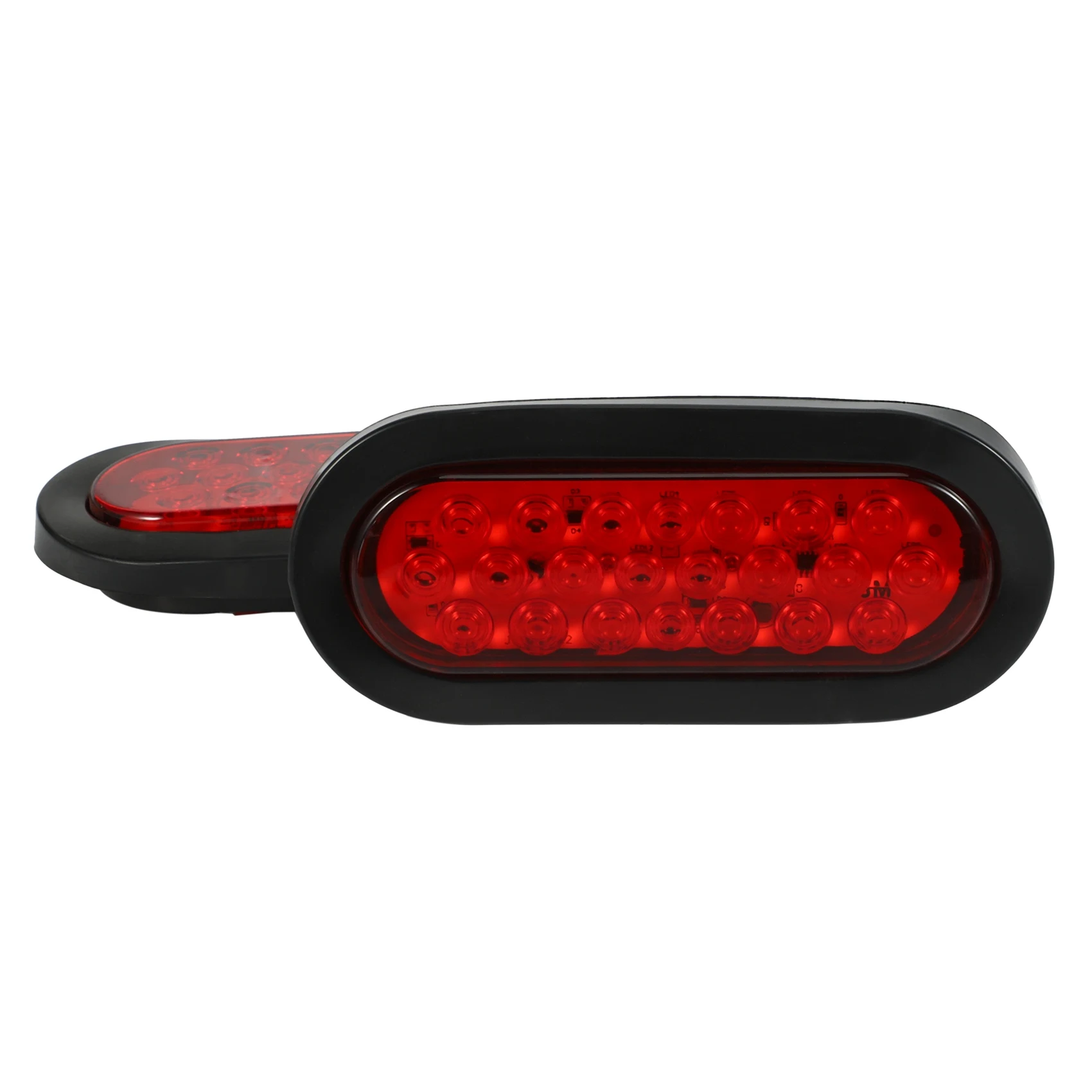 NEW HOT In Stock-2Pcs 6 Inch Oval Red 22 LED Truck Taillight Transparent Reversing Tail Light For Truck Trailer Warning Light