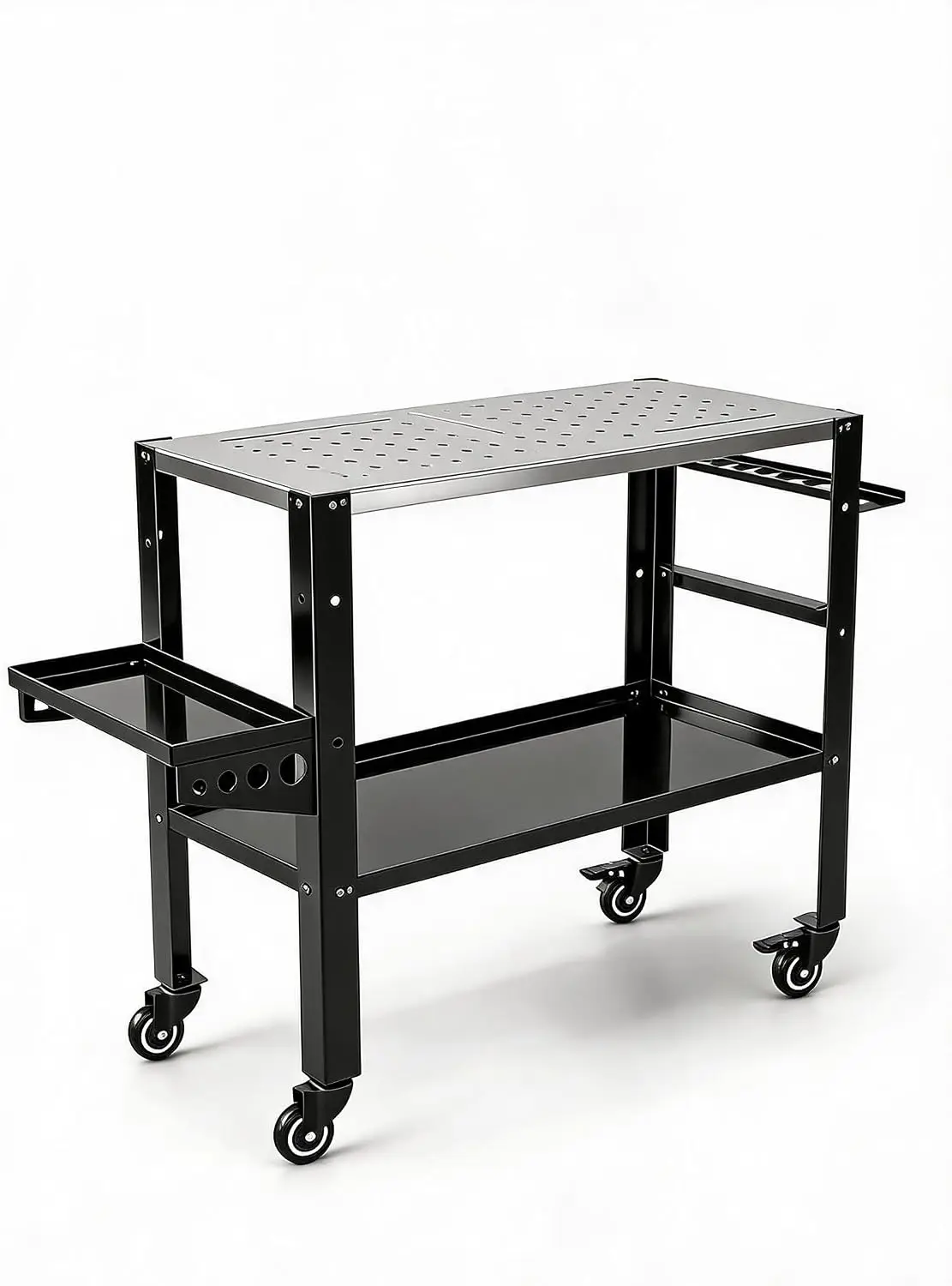 36 X 18 Inch Welding Table – 1200 lbs Capacity Workbench with Lockable Wheels, Tool Rack & Tray, Tool Slots, 5/8
