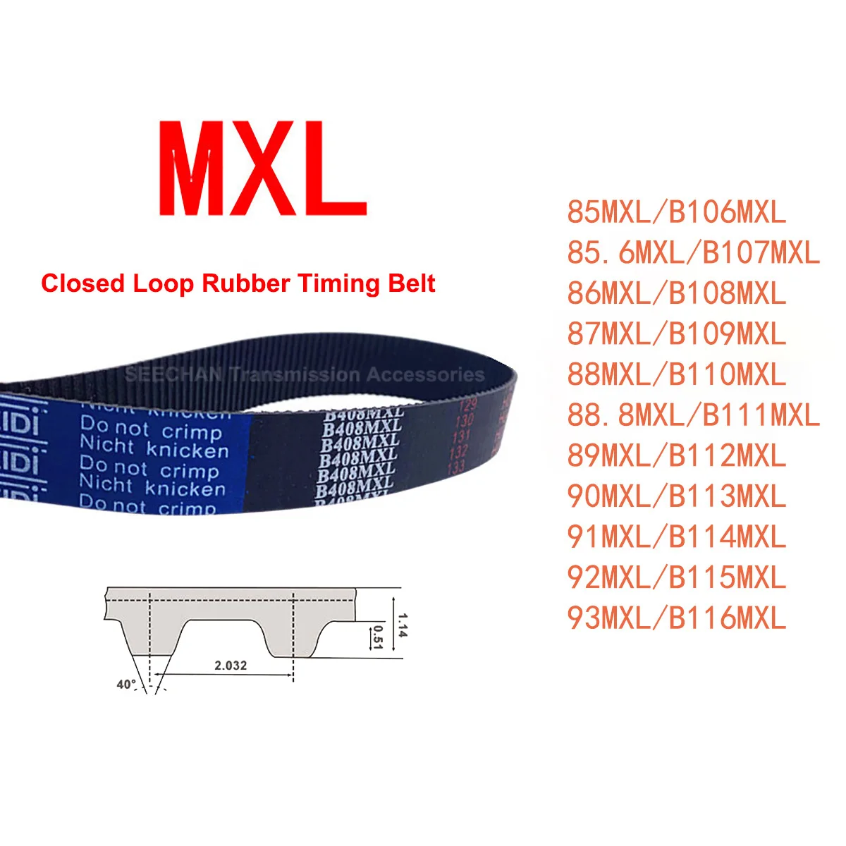 

1Pcs MXL Closed Loop Timing Belt Width 6/10mm Rubber Synchronous Belt B106 B107 B108 B109 B110 B111 B112 B113 B114 B115 B116MXL