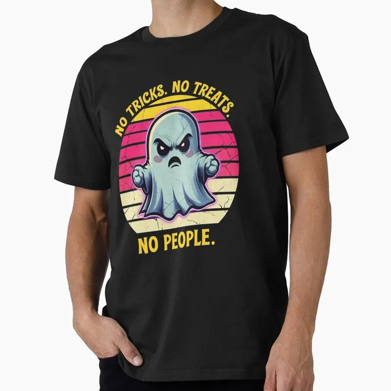 Angry Ghost Introvert Humor Halloween T-Shirt, Unisex Shirt, Spooky Graphic Top, Scary Ghost Tee, Funny Costume O-Neck clothes