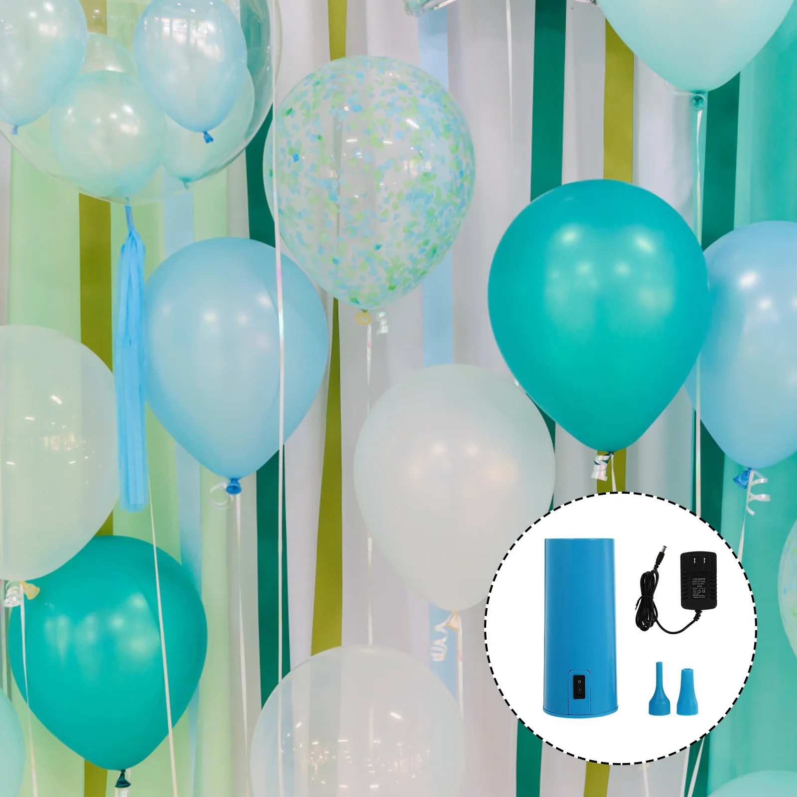 

Pump to Inflate Balloons Inflator Helium Electric Birthday Machine Air Portable Dual