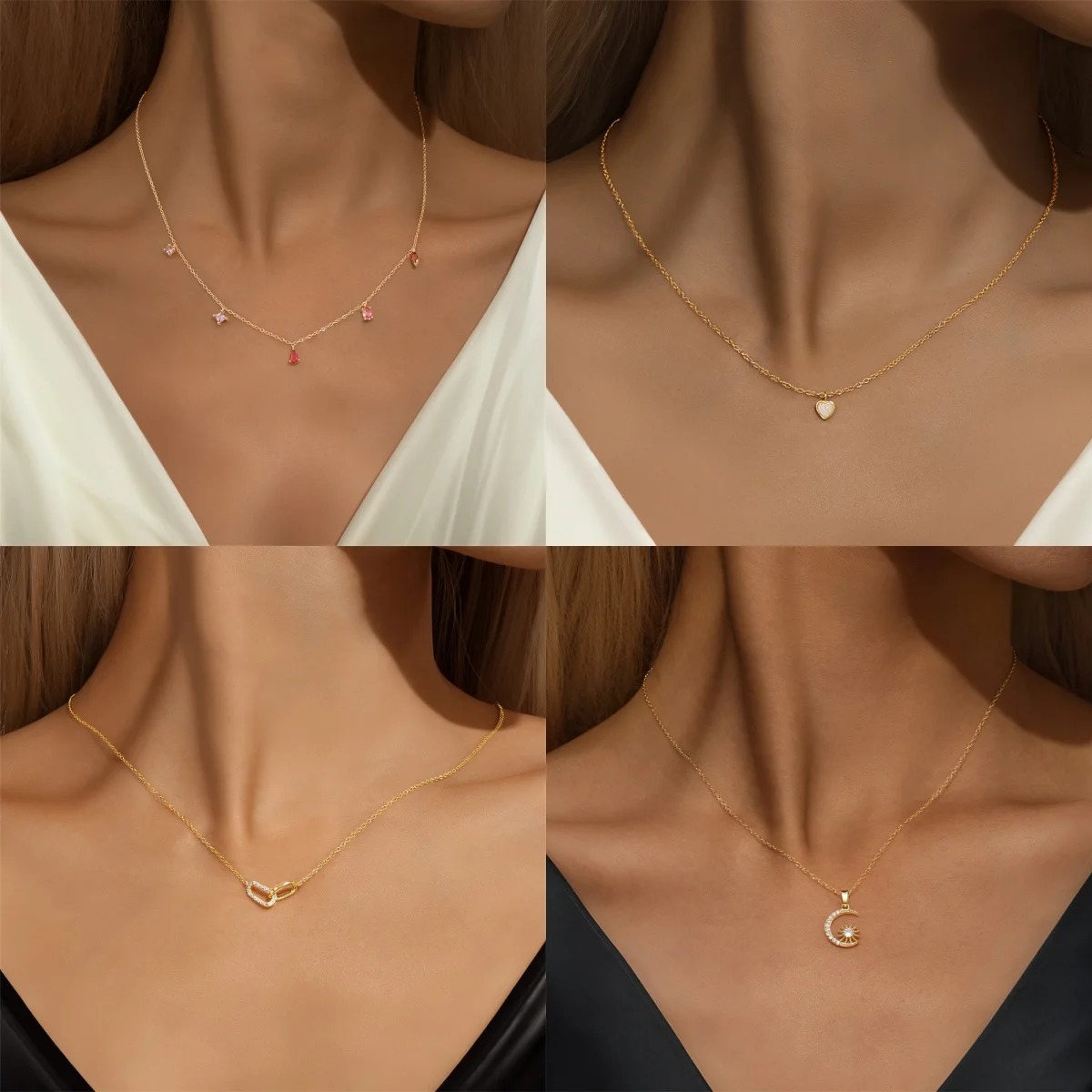 BOAKO Plata De Ley 925 Naszyjnik dla kobiet 2021 Biżuteria na szyję Łańcuch 12 kolorów Kamienie Choker Obojczyk Mujer Collares Bijoux — zdjęcie 4