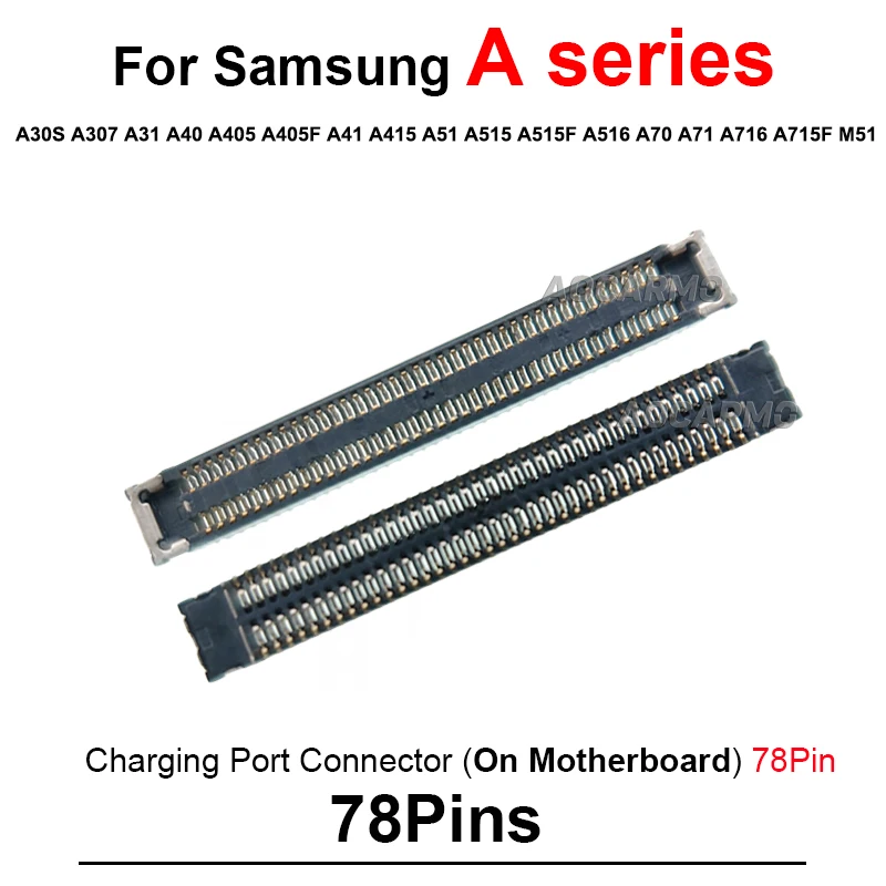 5Pcs/Lot 78Pin Charging Port Connector MainBoard For Samsung A30S A31 A40 A405 M51 A41 A415 A51 A515 A5715F A516 A70 A71 A716