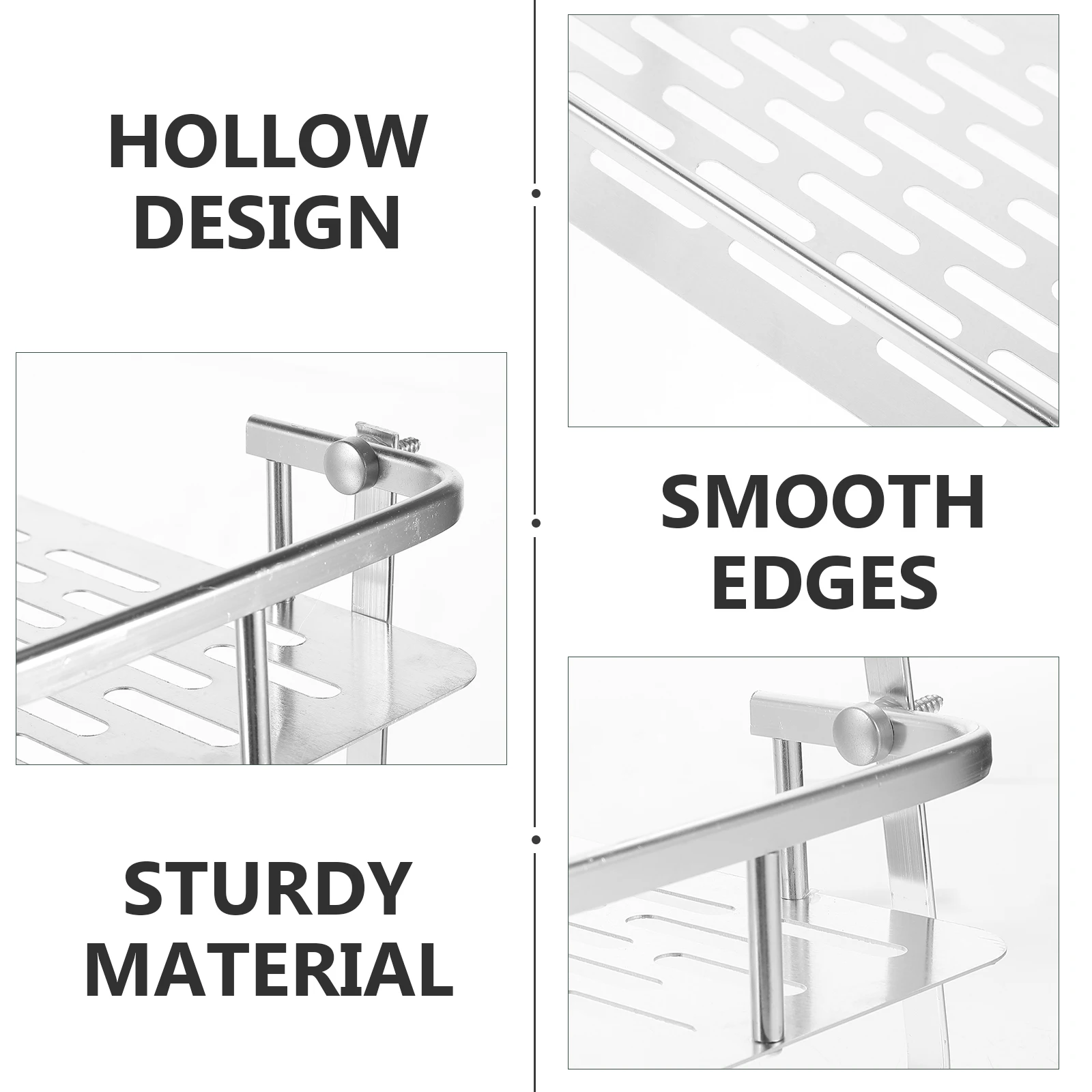 

Aluminum Alloy Wall Mounted Storage Rack Bathroom Rectangular Board Metal Shelf Strong Bearing No Punch Holder for Bathroom