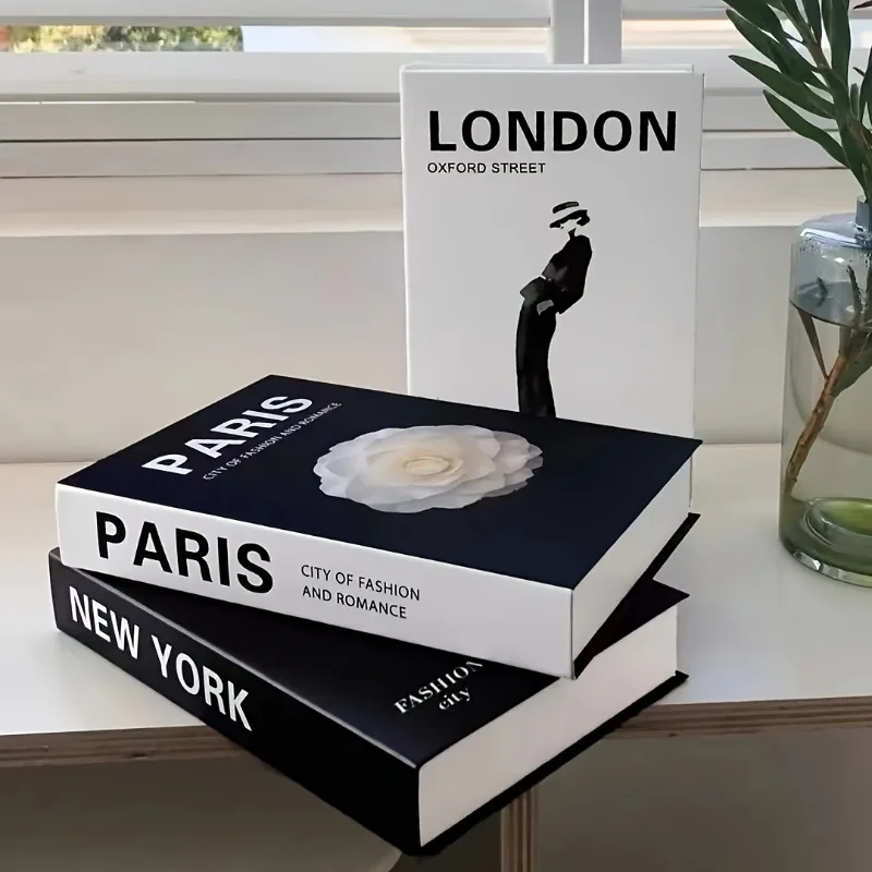 3 قطع/مجموعة ديكور كتاب محاكاة بسيط - كتب مكدسة من الورق العتيق لعرض المكتب المنزلي وقاعة العرض الديكور