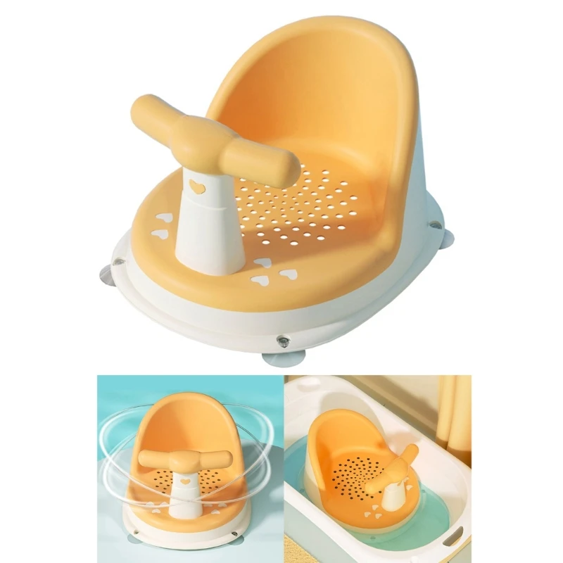 

Baby Bath Tub Anti Slip Infant Bathing Support Detachable Handle Designed Bathtub Chair for 6-18 Months Boys Girls