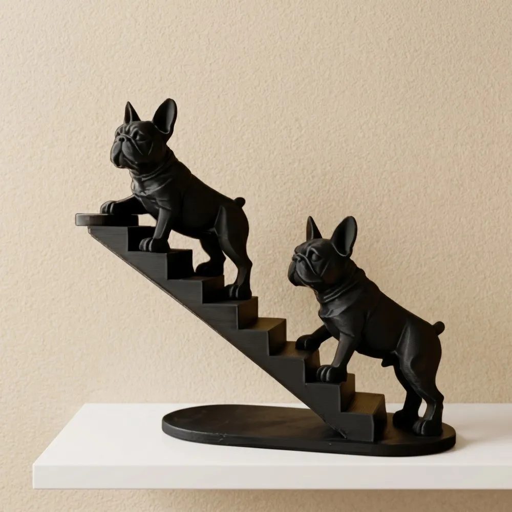 3D Printed French Bulldog Statues Nordic Style Creative Decorative Bulldog Ornaments Funny Desktop Staircase Decorations