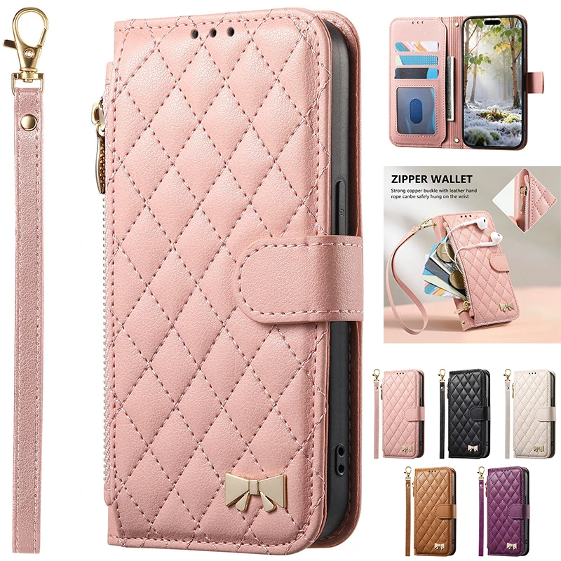 

Роскошный кожаный чехол-кошелек на молнии для iPhone 17 Pro Max, Air 16, E Pro, 15 Plus, 14 Pro Max, 13, 12 Pro Max – модный флип-кейс