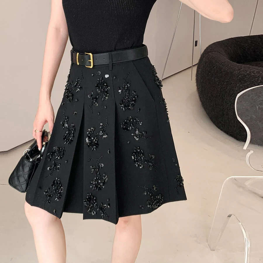 

Ретро-жакет с бриллиантовой отделкой и тысячами бусин, волшебная сверкающая юбка с поясом, женская модная повседневная одежда в стиле пэчворк