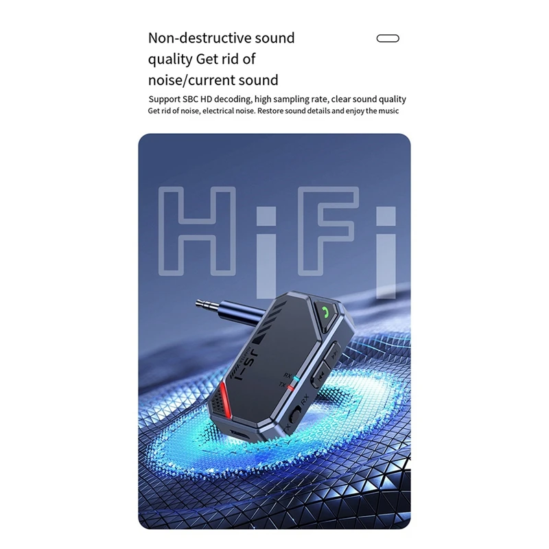 Adaptador transmisor y receptor Bluetooth 5,4 para avión, reproductor MP3 auxiliar de 3,5 MM, adaptador de Audio HIFI para PC, TV, coche, altavoz doméstico