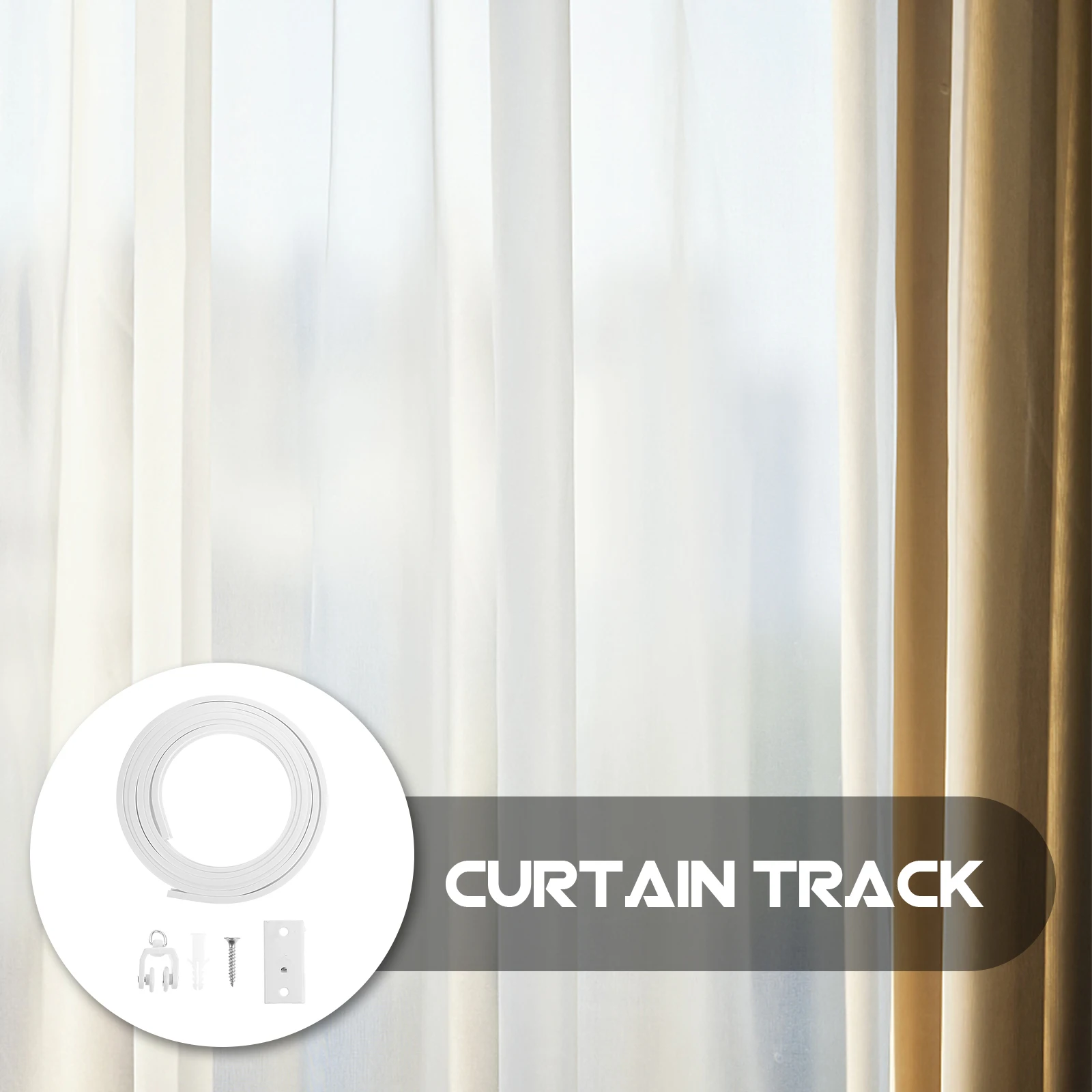 

Adjustable Curtain Guide Track Bendable U Shape Rail For Room Divider Ceiling Installation With Hooks