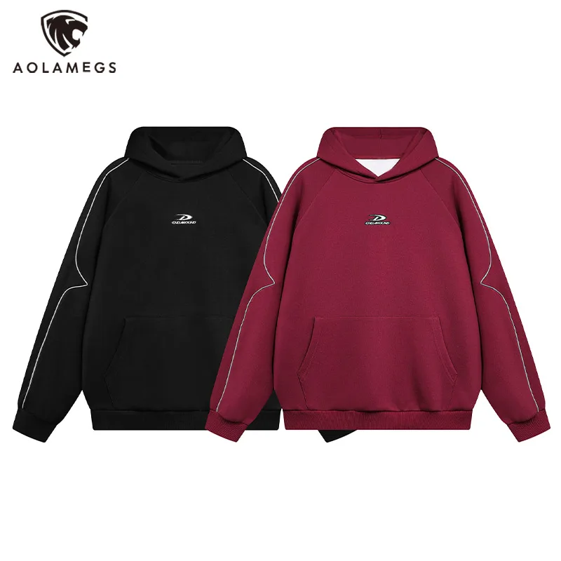 Men's Sweatshirts Letter Pattern Clothes Solid Color Long-Sleeved Tops Youth Trendy Cool Style Autumn Winter New Style S-2XL