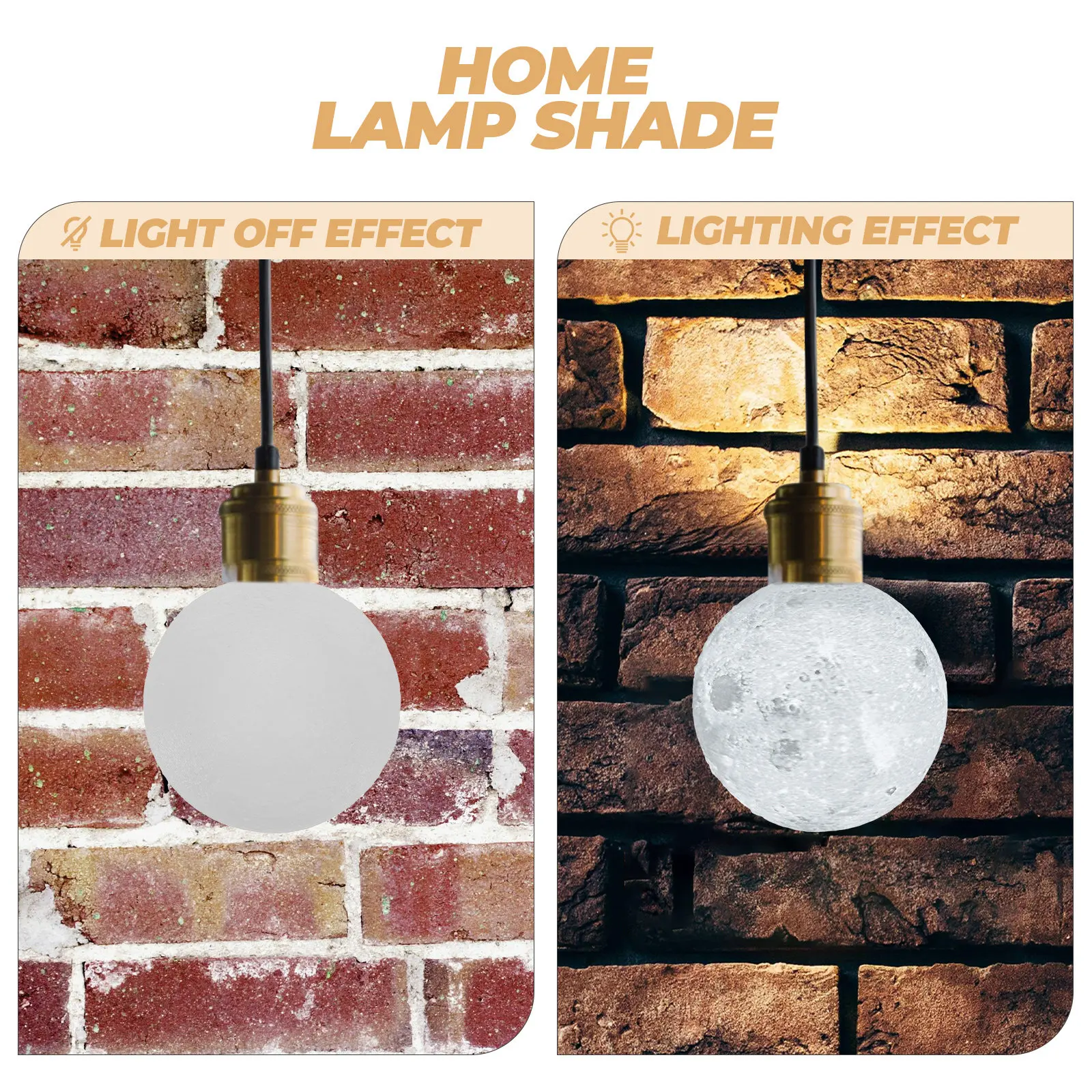 Plastic Lamp Shade 3D Printed Moon Design for Ceiling Light Fixture Lamp Cover Replacement Softens Bright Light Easy Install