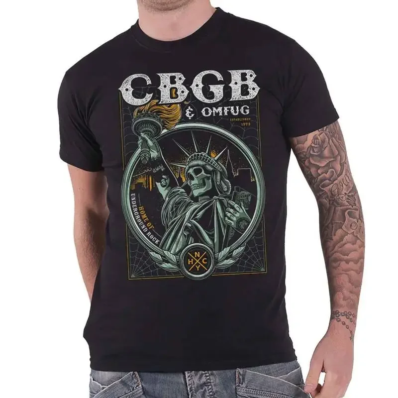 تي شيرت Cbgb Liberty Home Of Underground Rock جديد رسمي للرجال باللون الأسود