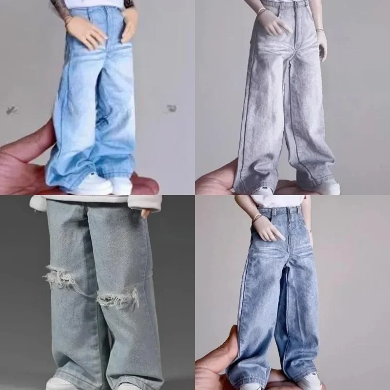 Y2K1/6 Scale Female/male Soldier Loose Casual Pants Streetwear Trousers Ripped Jeans for 12In Action Figure Body