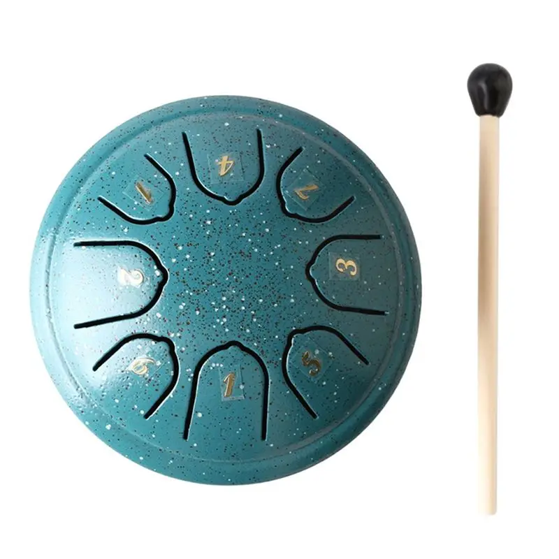 CGDS-Rain Drum For Outside Steel Tongue Drum, 8 Notes 4.5 Inch Chakra Tank Drum Steel Percussion Padded Mallets