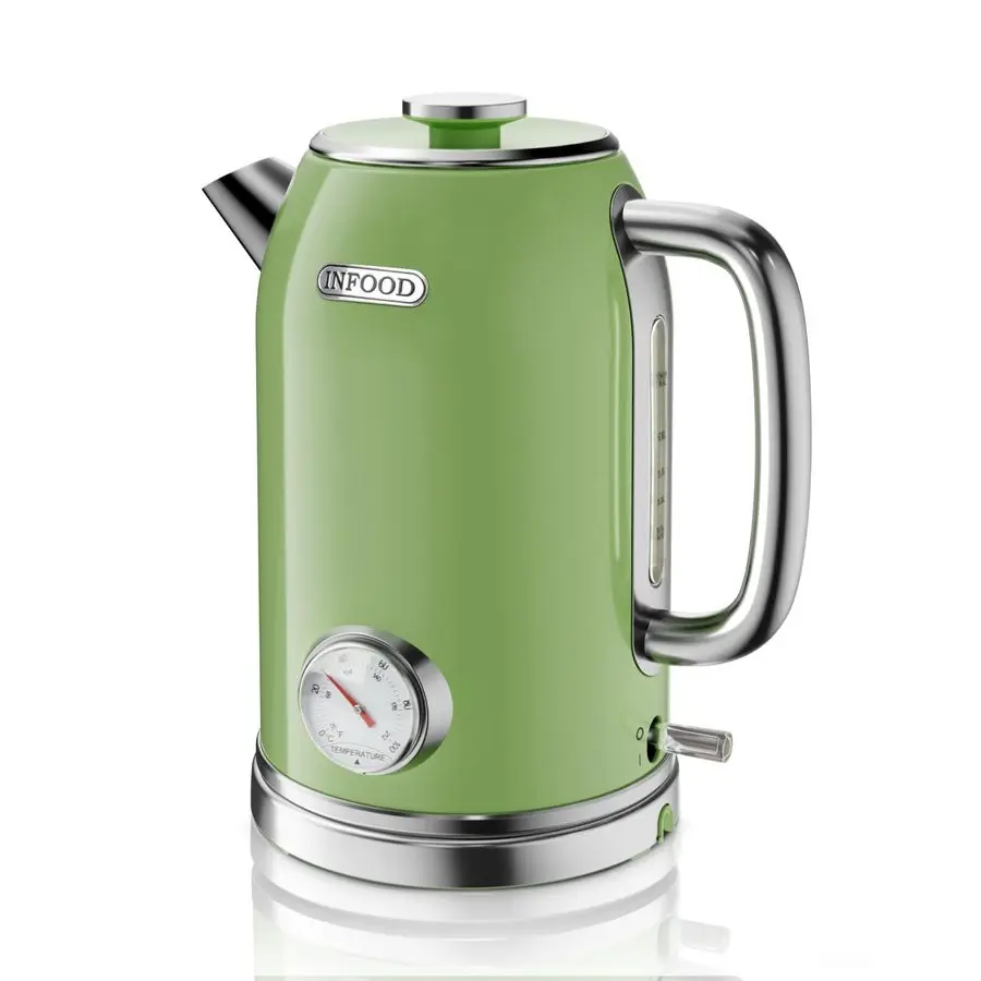 

Retro Electric Kettle, 1.8L Hot Water Kettle Electric with Thermometer, 1200W Fast Heating Stainless Steel Tea Kettle for Boilin