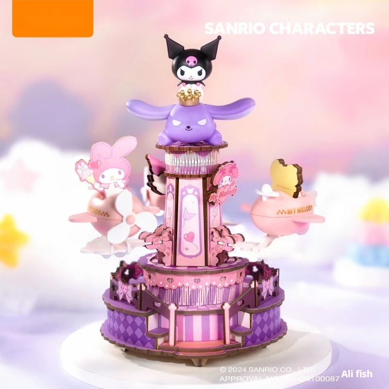 

Sanrio Dreamland Music Box Model Diy Kawaii Kuromi My Melody Desktop Decorations Girls Holiday Gifts Cute Toy Figure Collectible