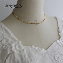 316L Stainless Steel Rice Grain Flower Necklace For Women And Girls Jewelry Temperament Charm Gift Collarbone Chain