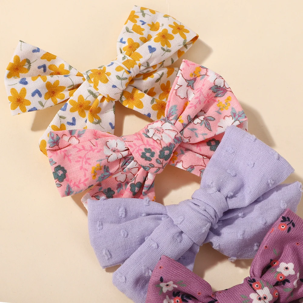 

10Pcs Random color fresh flower printing hair girpes for girls hair bangs hairclip Wrap cloth hair clip does not harm to hair