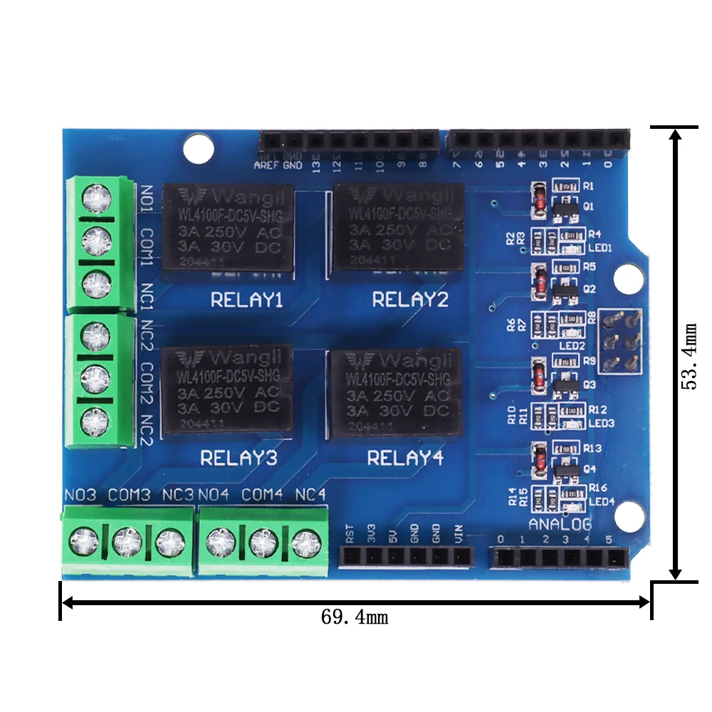 5V 4 Channel Relay Shield Module for Arduino UNO R3 ARM PIC AVR DSP Electronic 4 Way Four Channel Relay Control Expansion Board