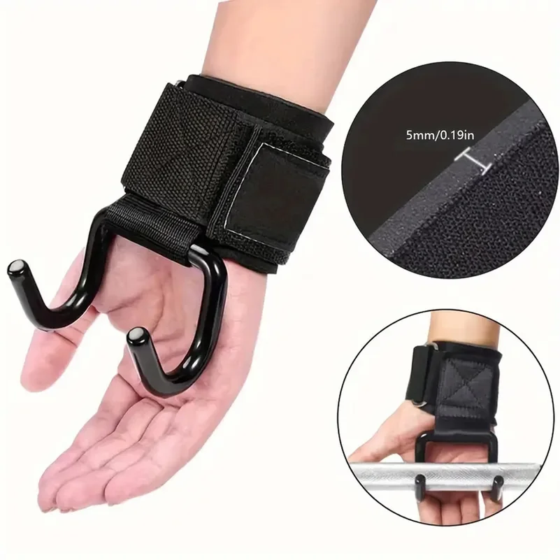2Pack  Heavy-Duty Wrist Hooks with Padded Handles - Perfect for Weightlifting, Pull-Ups, and Strength Training Bar Aids