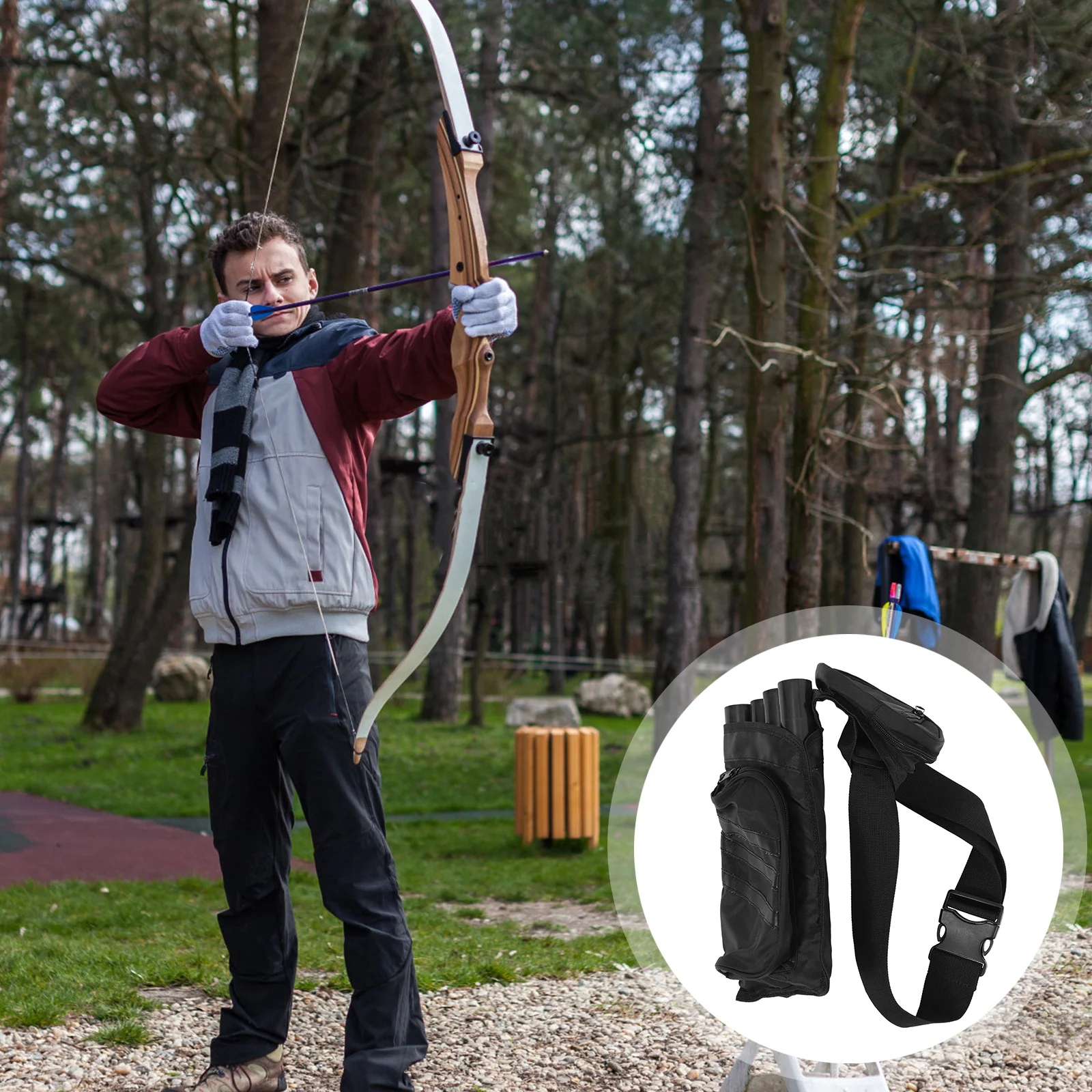 

Short Arrow Cylinder Bow Arrow Waist Bag Large Capacity Outdoor Hunting Training Archery Adjustable Buckle Holder