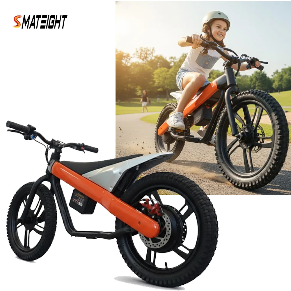 NEW Electric Motorcycle for Kids 25KM/H 16inch Off-Road Electric Dirt Bike Disc Brake 24V Removable Lithium Battery
