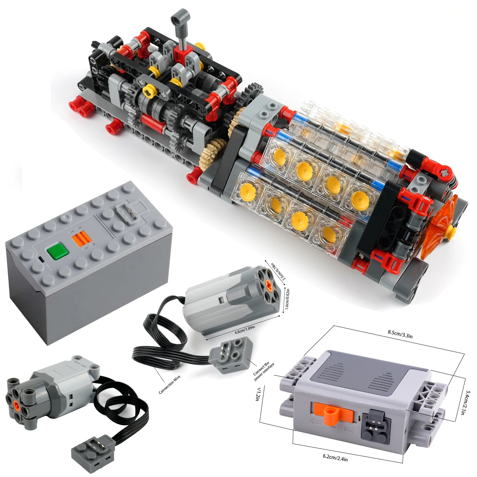 

MOC 6 Speed Gearbox V16 Engine Model M Motor AA AAA Battery Box 8883 8881 88000 Building Block Power Functions For Legoeds Brick