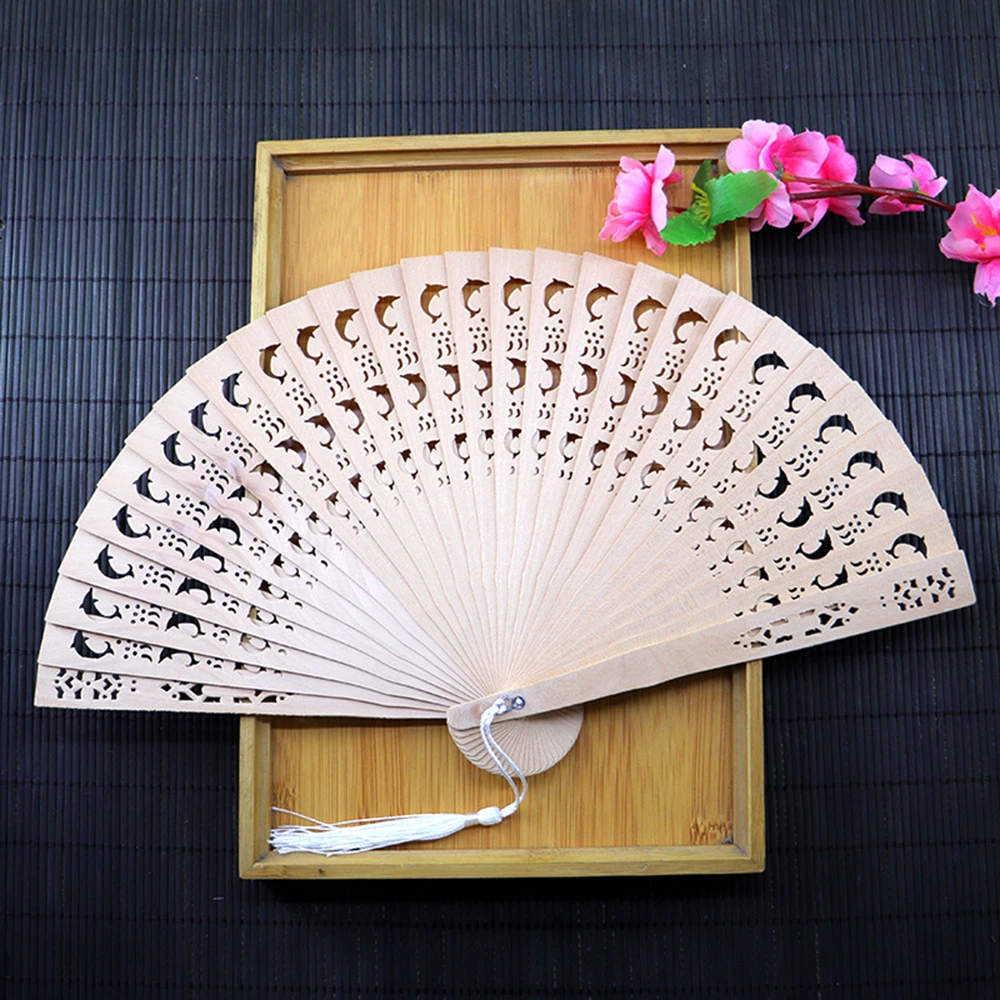 Wooden Hand Flower Bamboo Pocket Fan   Fan Chinese Japanese Style Folding Fan  For Painting Wedding Blank Cloth Party Home