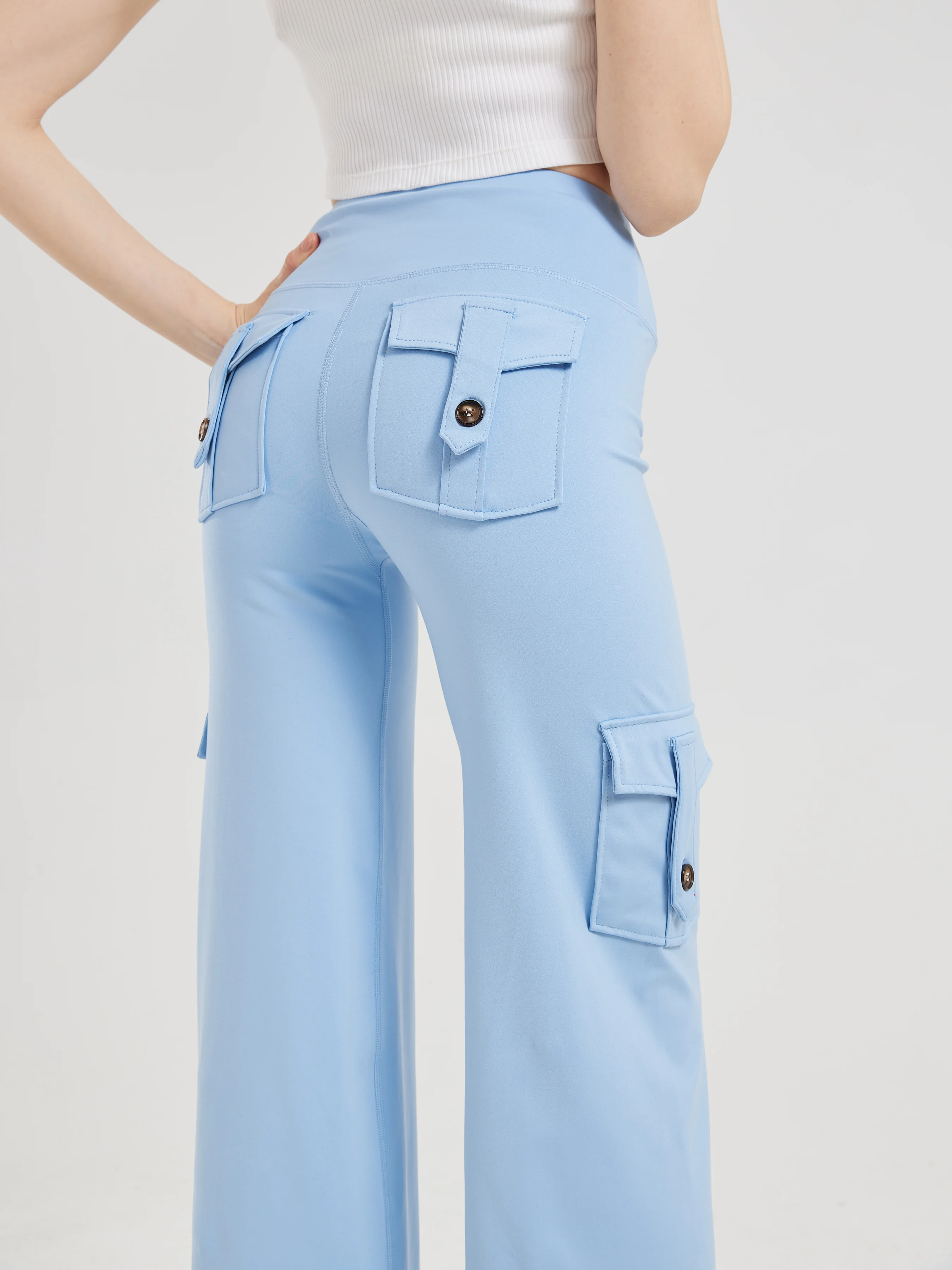 Elegant Women's Trousers Summer Streetwear Fashion Wide Leg Pants High Waist Stretch Tummy Control Breathable Casual Wear Women