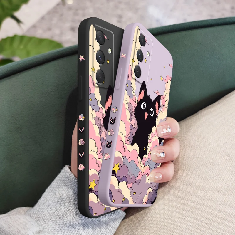Cloud Colorful Cat Phone Case For Samsung Galaxy A17 A56 A55 A35 A25 A15 A05 A05S A54 A34 A24 A14 A04 A04S A04E 4G 5G Cover