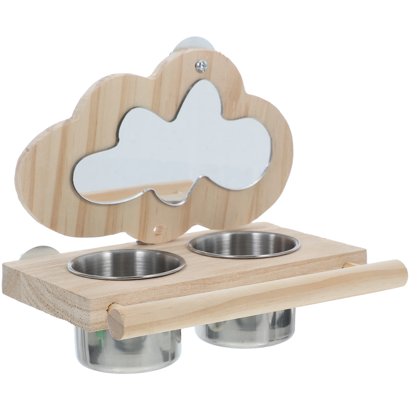 

Parrot Food Cup Durable Bird Mirror Stand Feeding Dish for Large Parrots Macaw Toys Cage Accessories Playground