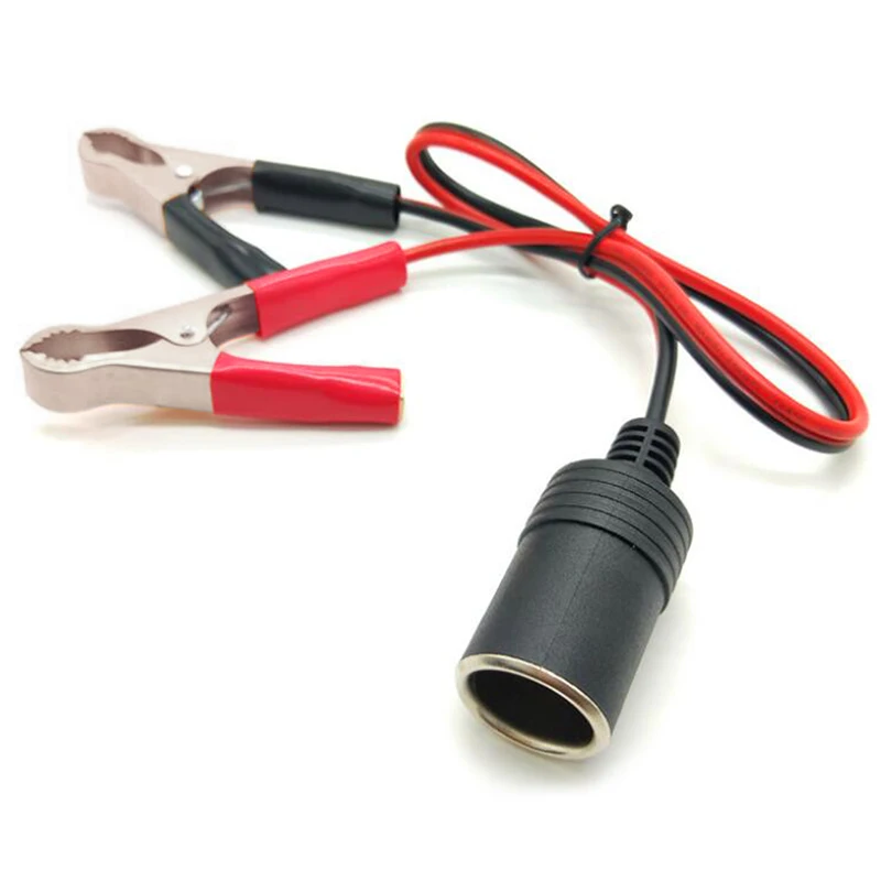 Car Cigarette Lighter Power with Terminal Clamp Clip  Female Socket Adaptor for Camping Battery Pump Power Adapter Splitter 12V