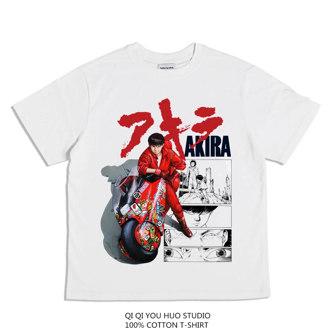 

Cartoon Print Short Sleeve T-shirt High Street Loose Pure Cotton Breathable Soft Fabric Men and Women with The Same Style Top