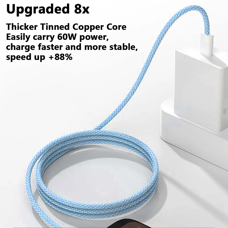 Type C to Type C 60W Fast Charging Color Cable For Apple Phone15 Huawei Xiaomi Samsung Usb C-Type C Weaving Cable Accessories - view 5