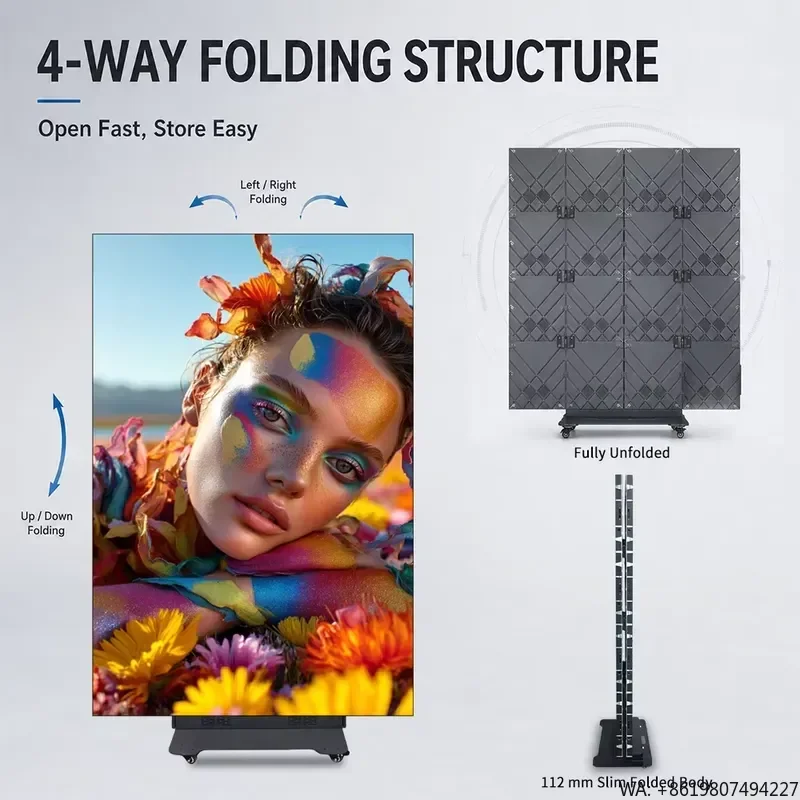 1280x1920mm P1.53 P1.86 P2 P2.5 LED Totem Display 4 Fold Design Video Wall Indoor Digital Signage for Retail Shop Promotion