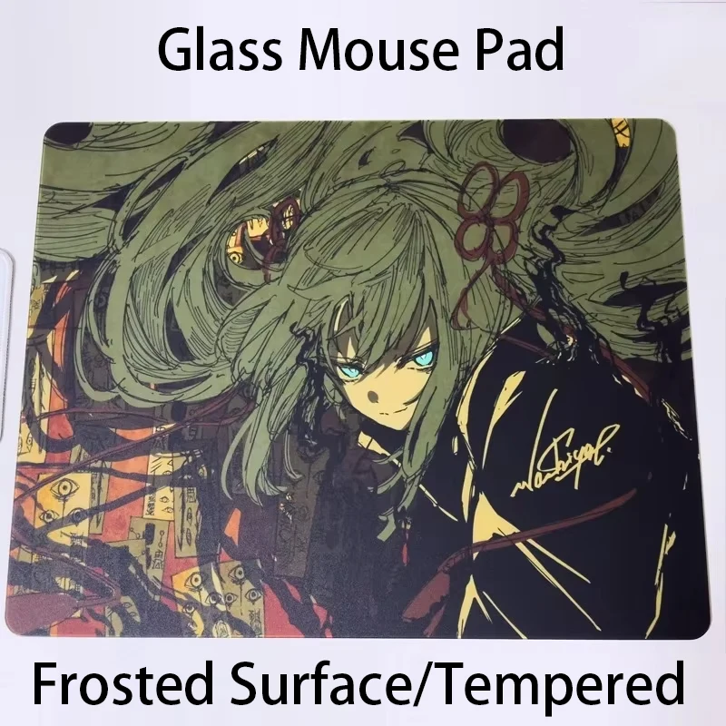 

Japanese Jade Anime Glass Mouse Pad YUME Frosted Surface Desk Mat Esports Tempered FPS Custom Office Gaming Accessories