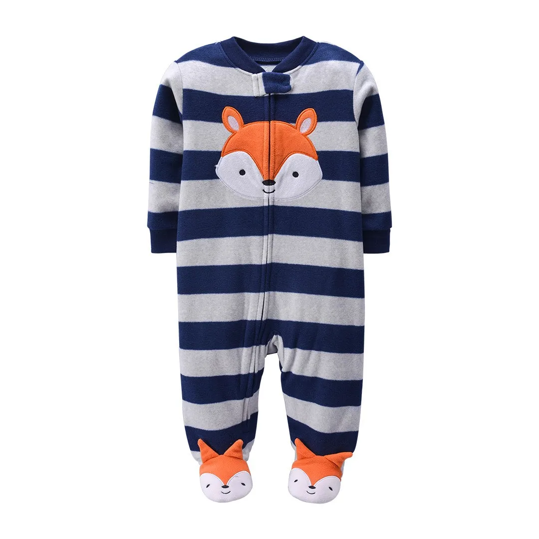 Footed Warm Baby Rompers 2023 Fall Winter Cute Animal Micro Polar Fleece Hot Baby Pajamas Infant jumpsuits Sleepwear 0/3-12M