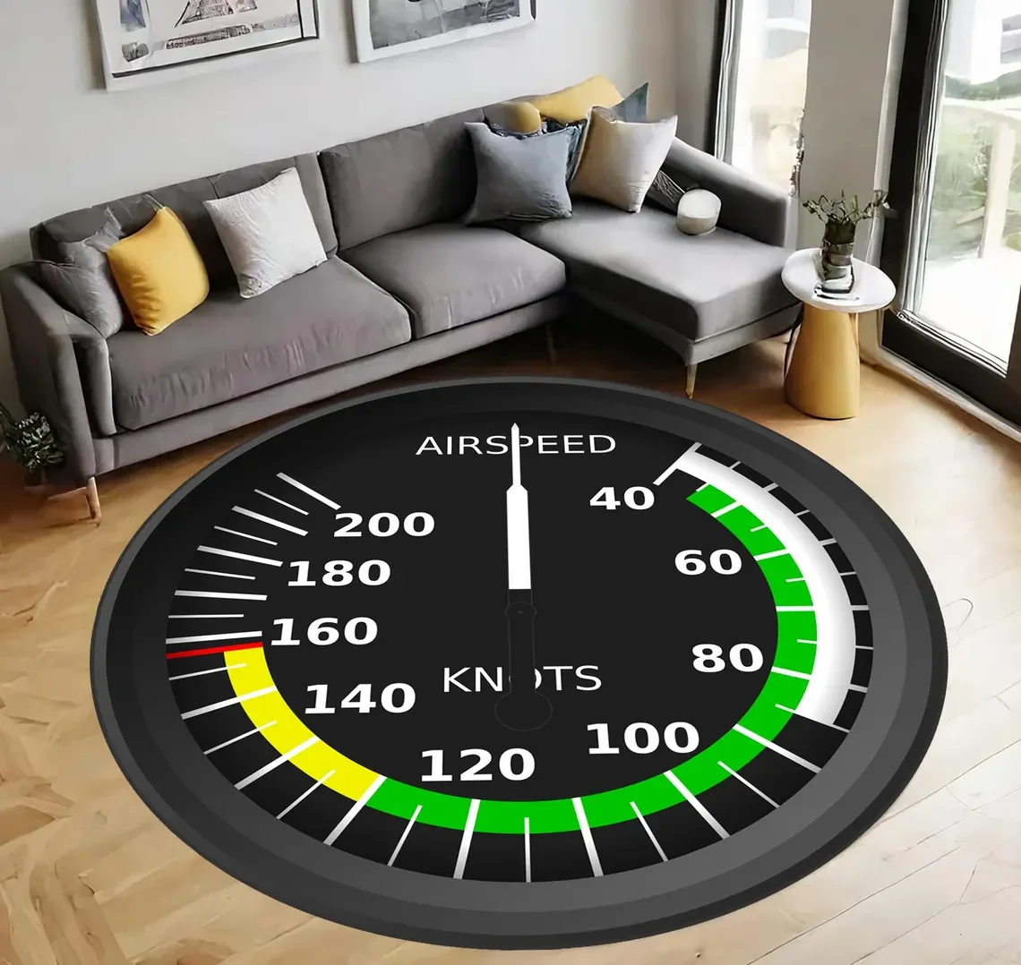 Modern Compass Rose Decor, Non-Slip Round Carpet Home Living Room Bedroom Decor Flannel Mats Floor Rugs
