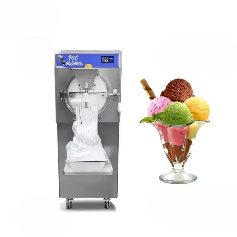 Professional hard ice cream maker 220V, 48L/H output, with digital control panel and recipe memory, perfect for cafes
