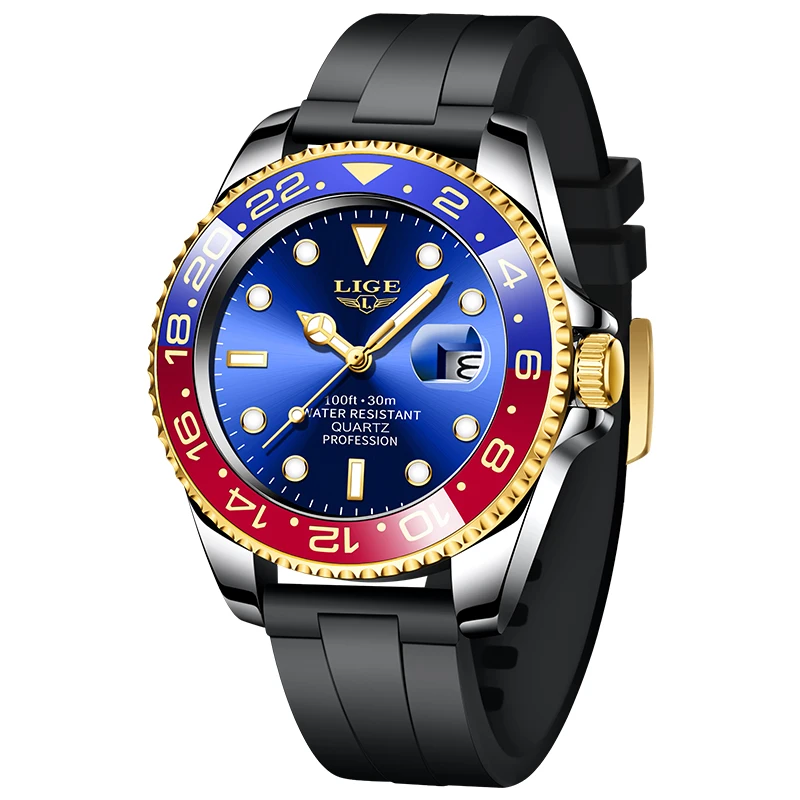 LIGE Top-Marke Mode Herrenuhr Business Luxus Quarz-Armbanduhren Leuchtend Wasserdicht Stahl Sportuhren Herren Geschenke Reloj