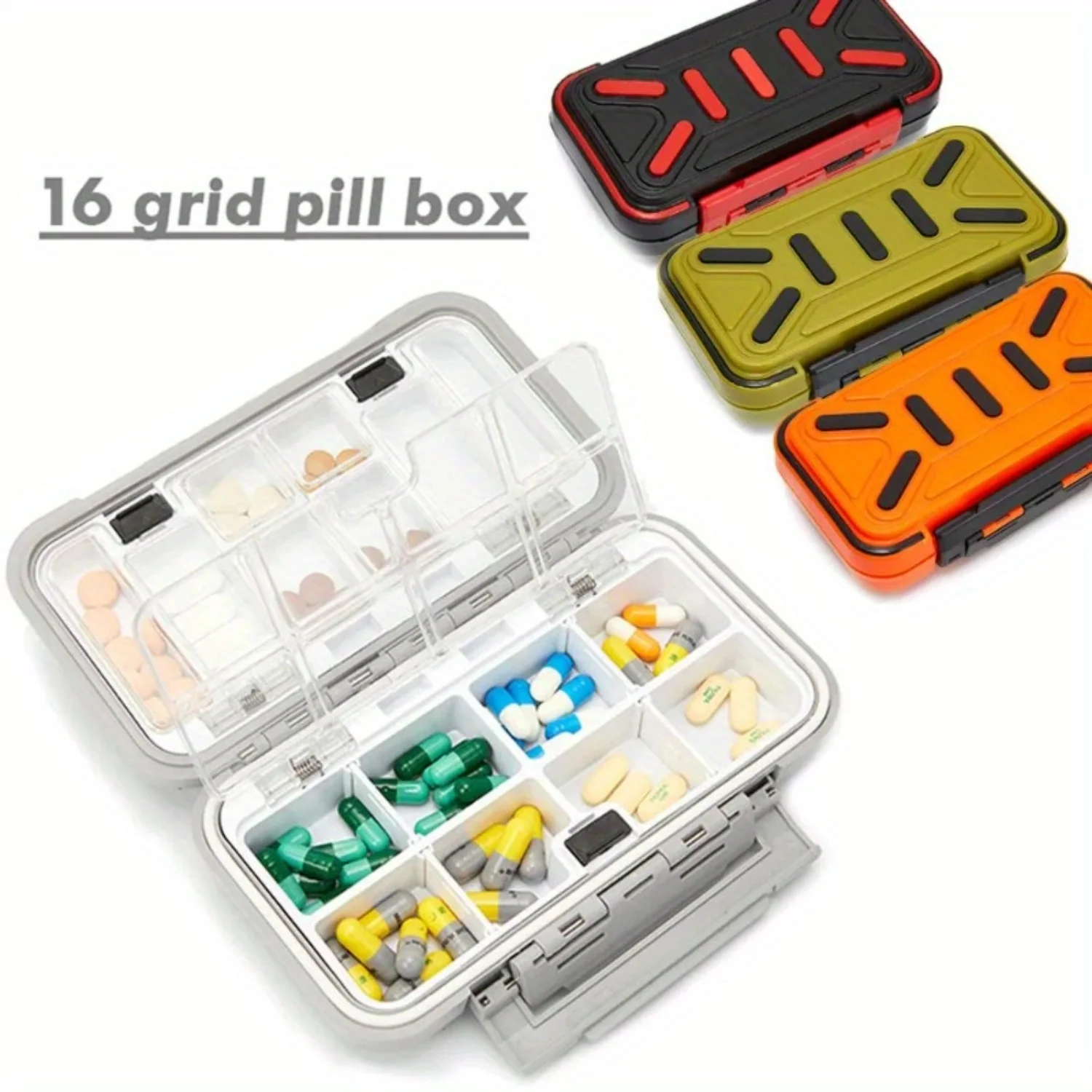 

Premium Travel Pill Organizer with Independent Compartments, Tablet Dispenser, Fishing Tackle Box Design