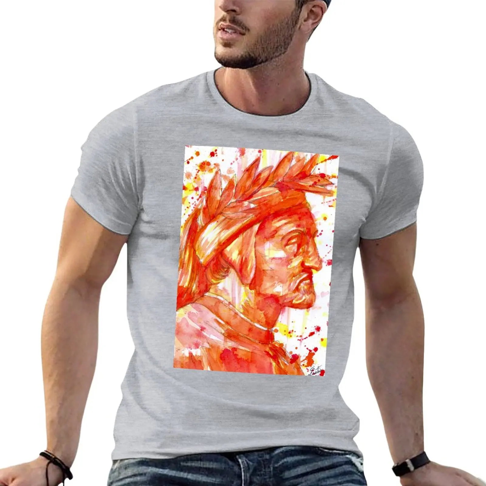 DANTE ALIGHIERI - after RAPHAEL - watercolor portrait T-Shirt sublime quick drying designer t shirt men