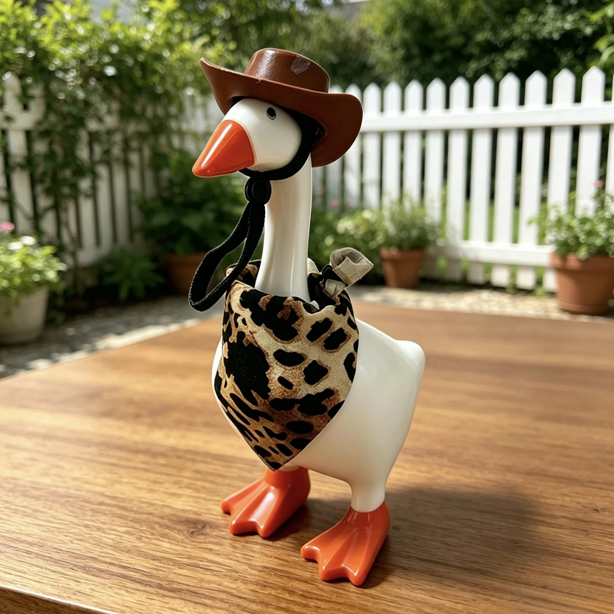 Western Desk Goose Outfits Classic Cowboy Hat with Bandana Scarf for 7 Inch Mini Goose Statue Home Office Decoration