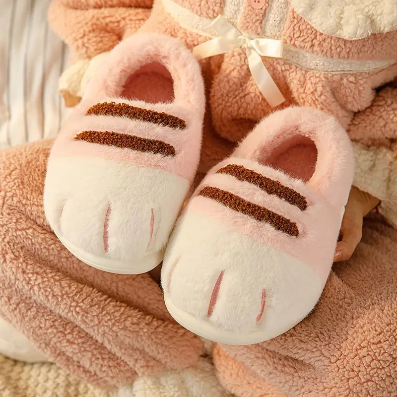 Designer Female Cat Paw Slippers Home Girls Animal Claw Platform Shoes JK Gothic Slipper Woman Fluffy Fur Slides Home Shoes
