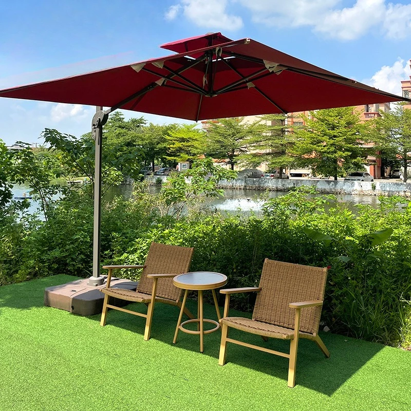 Outdoor balcony imitation wood aluminum alloy single rattan tables and chairs